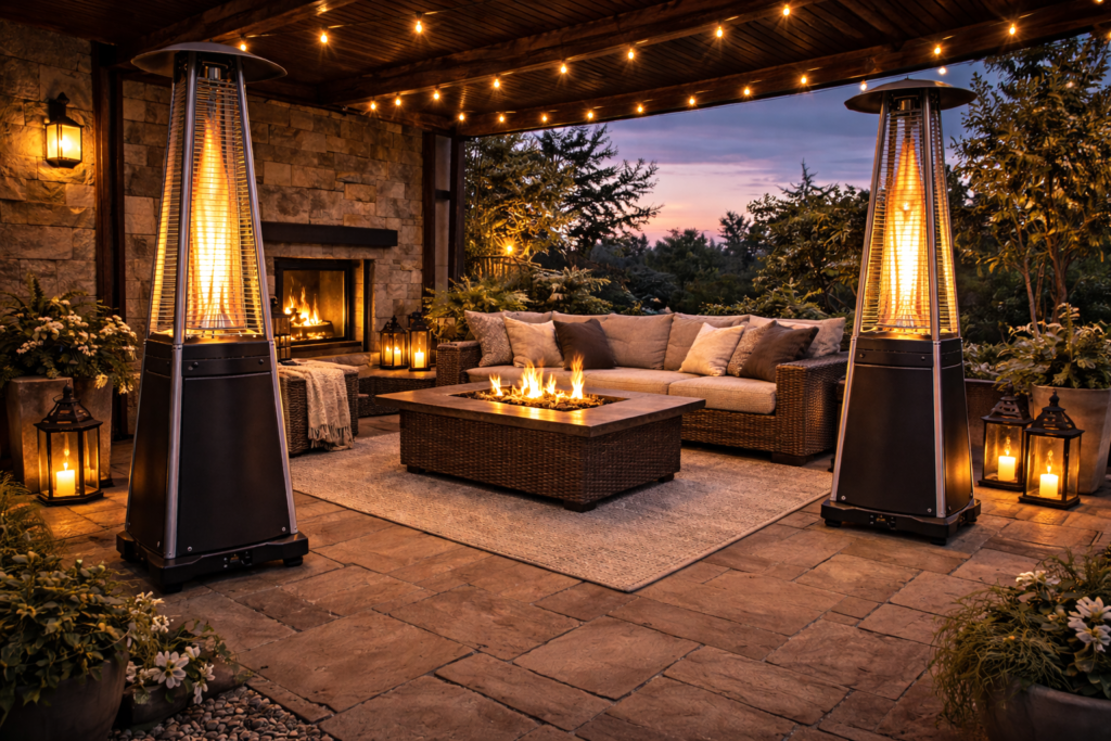 Ogrzewacz gazowy Vulkan – jak zaprojektować taras premium z realnym komfortem cieplnym?